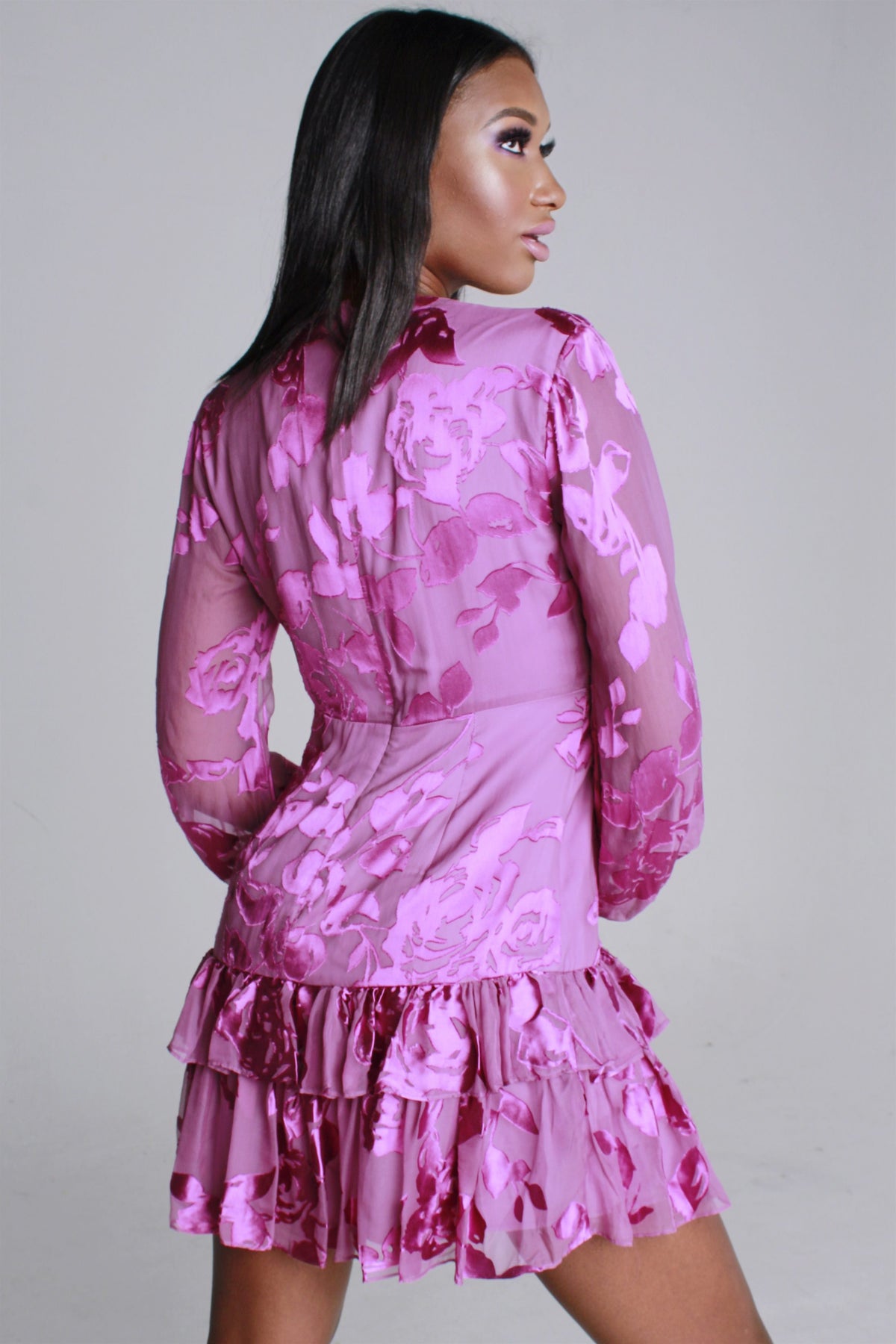 Alexis Emma Dress in Lilac Devore - Tiff'sLux Re